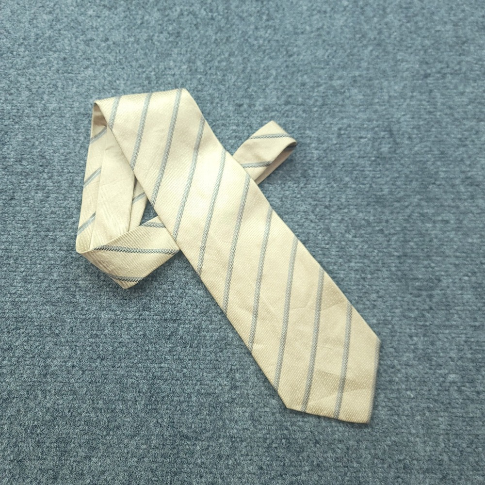 Vintage Jos. A. Bank Corporate Collection Silk Tie Champagne Gold Striped Mens